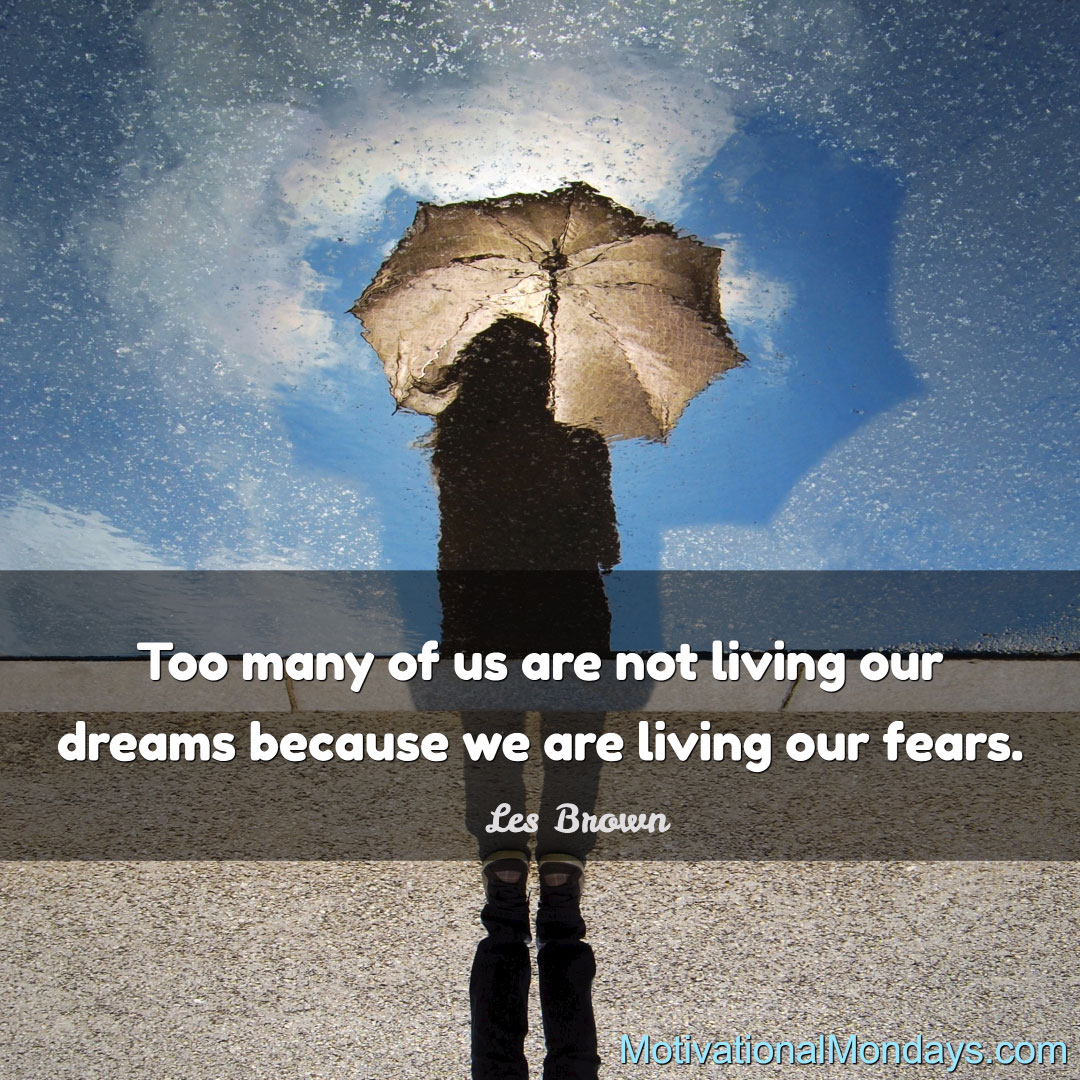 Too many of us are not living our dreams because we a living our fears. ~ Les Brown