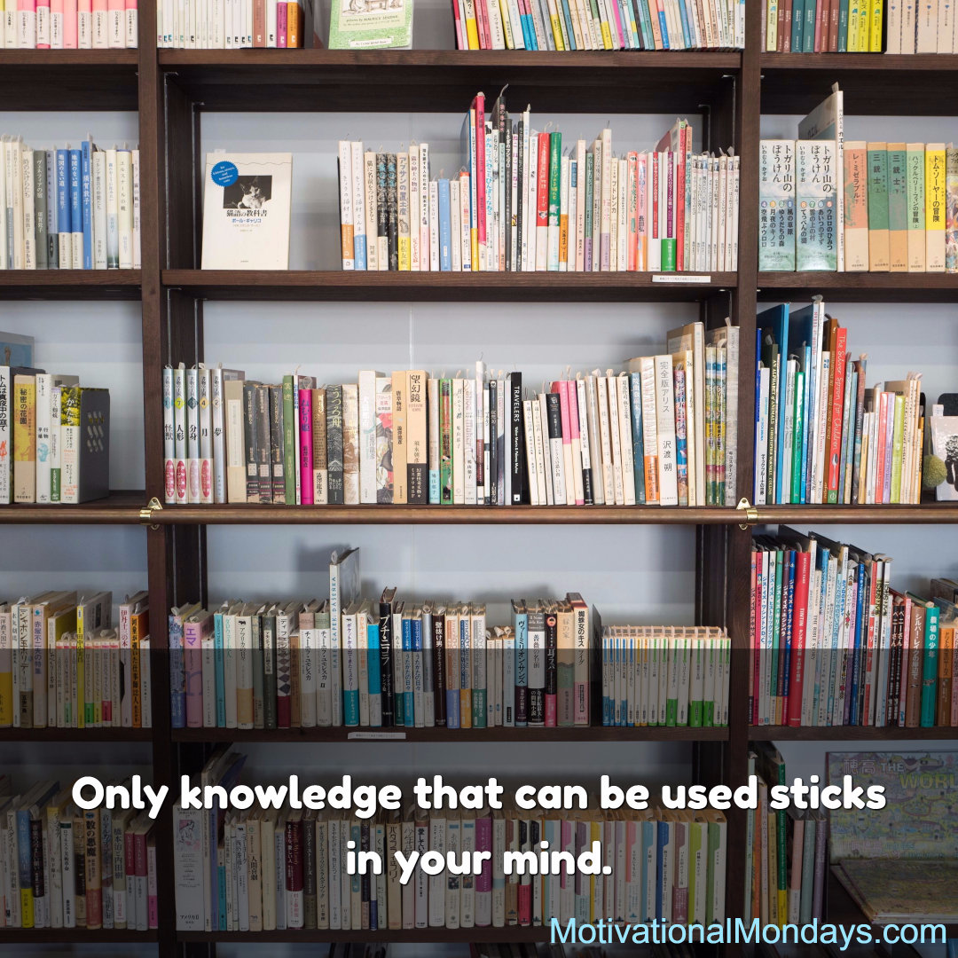 Only knowledge that can be used sticks in your mind.